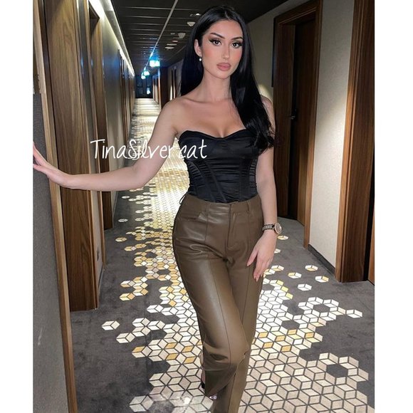 Zara Brown Pronounced Seam Faux Leather Pants Sz S, L, XL - Picture 3 of 10